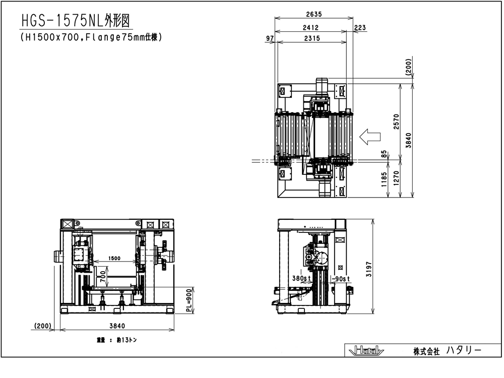 機械外形寸法図